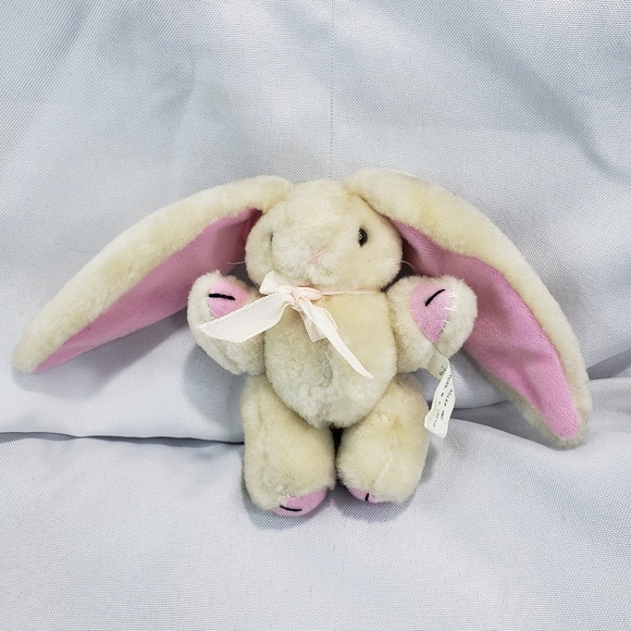 Kurt Adler Rabbit Jointed Plush Toy Tan Pink Big Ears Easter Mini 5 Inch - Picture 1 of 7